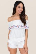Blue Rain Genny Embroidered Off The Shoulder Top - White
