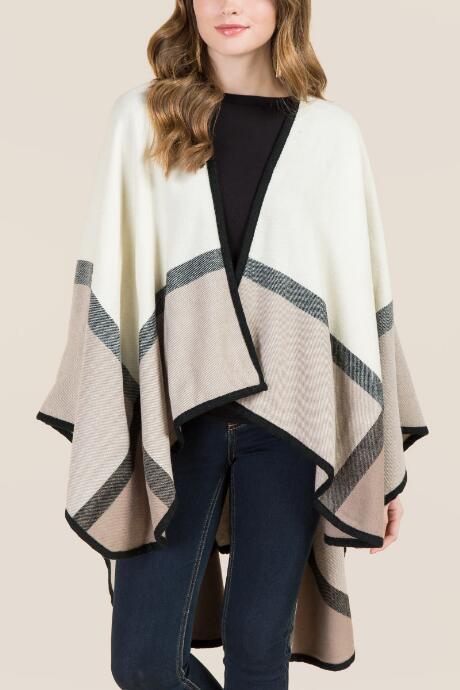 Francesca's Sierra Striped Ruana - Ivory
