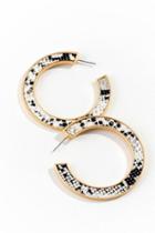 Francesca's Sutton Snake Print Hoops - Black/white