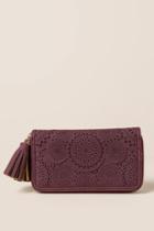 Francesca's Ophelia Perforated Zip Wallet - Burgundy
