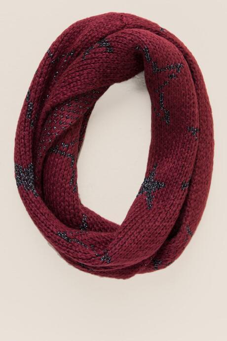 Francesca's Zhenya Lurex Star Loop Scarf - Burgundy