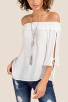 Francesca Inchess Indy Off The Shoulder Quarter Sleeve Blouse - Ivory