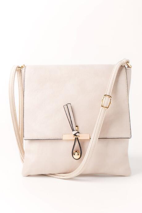 Francesca's Mindy Fold Over Crossbody - Light Gray