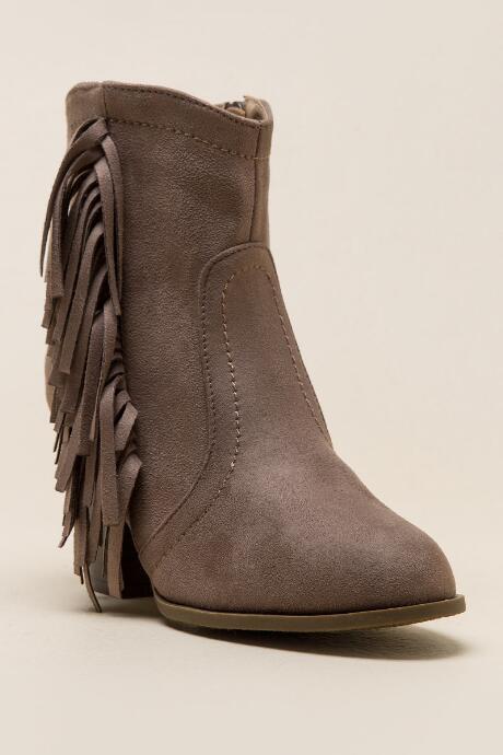 Olivia Miller Omni Fringe Western Bootie - Taupe