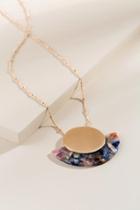 Francesca's Eliza Marbled Resin Circle Pendant - Gray