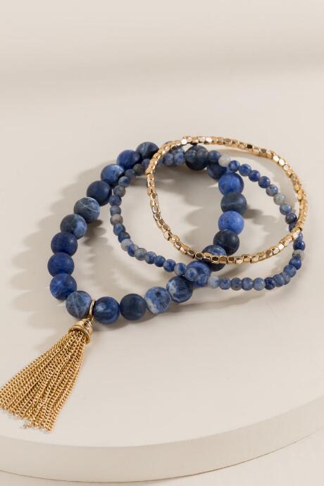 Francesca's Tiffany Semi Precious Bracelet Set - Navy