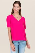 Blue Rain Sonya Split Sleeve Top - Neon Pink