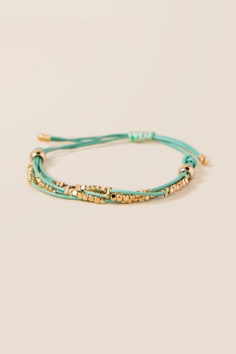 Francesca's Lorie Beaded Pull Tie Bracelet - Mint