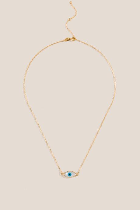 Francesca's Roxie Evil Eye Pendant Necklace - Gold