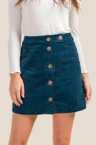Francesca's Electra Button Front Mini Skirt - Pine