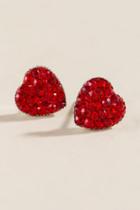 Francesca Inchess Aphrodite Crystal Heart Studs - Red