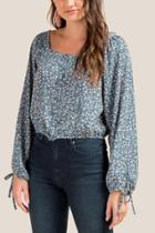 Francesca Inchess Shay Floral Button Front Blouse - Dark Teal