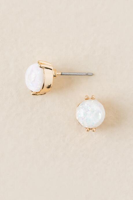 Francesca's Amiya Opal Stud Earring - Iridescent