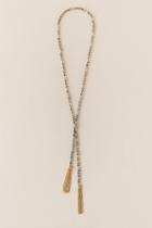 Francesca's Stella Wrap Tassel Necklace - Hematite