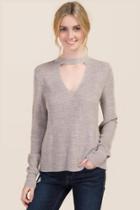 Mi Ami Moore Keyhole Pullover Sweater - Heather Gray