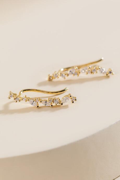 Francesca's Hadley Delicate Cubic Zirconia Earring Crawlers - Crystal