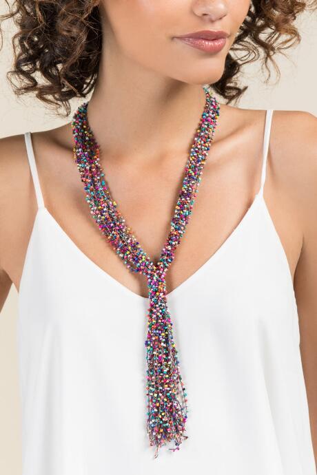 Francesca's Jamie Woven Beaded Necklace - Multi