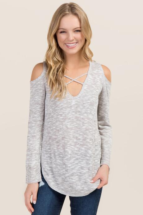 Mi Ami Kanesia X Front Pullover Sweater - Gray