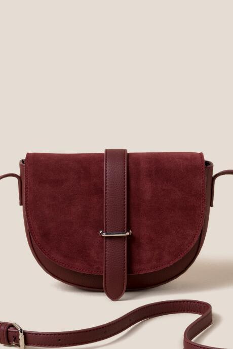 Francesca's Demi Suede Leather Crossbody In Burgundy - Burgundy