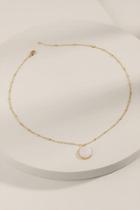 Francesca's Chloe Semi-precious Round Pendant Necklace - White
