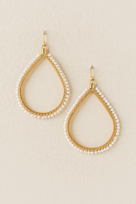 Francesca's Maddy Bead Teardrop Earring - White