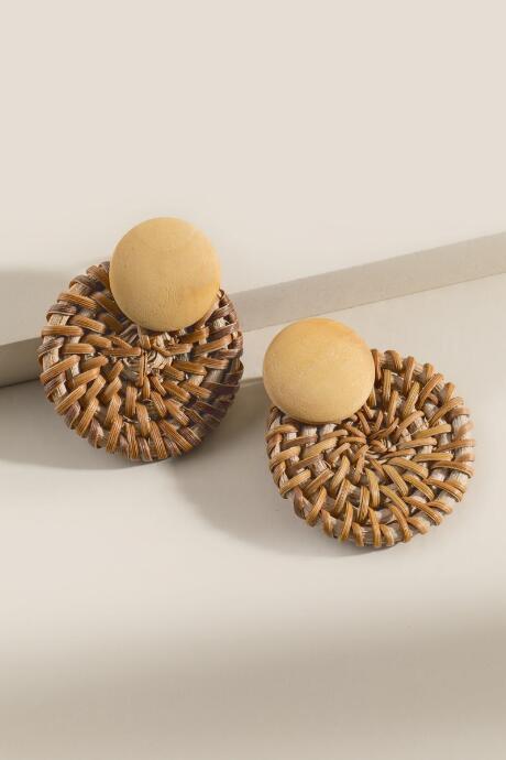 Francesca's Haleigh Rattan Statement Stud Earrings - Brown