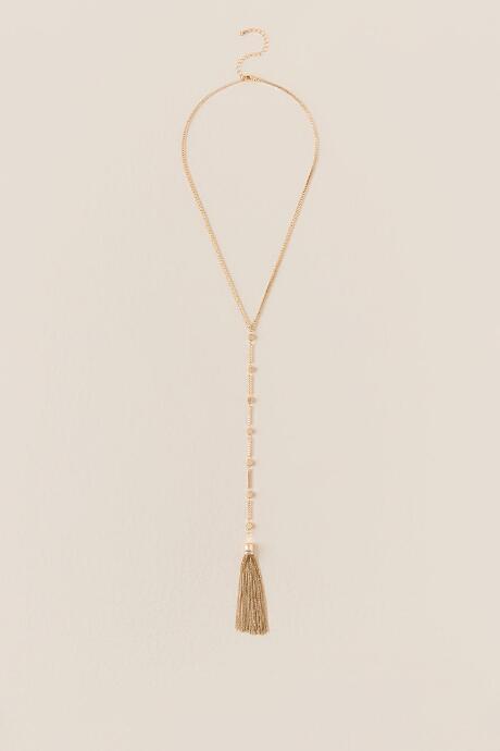 Francesca's Cortney Tassel Y Necklace - Gold