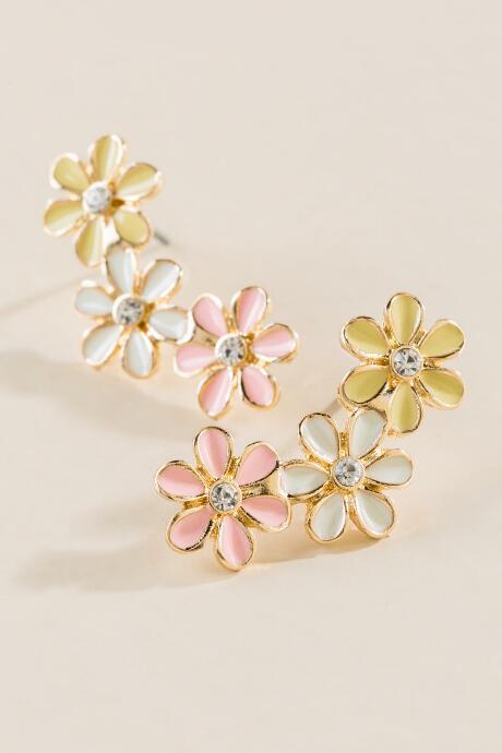 Francesca's Dahlia Floral Ear Crawlers - Multi