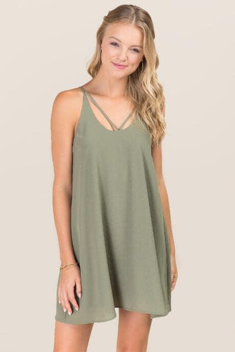 Mi Ami Shawnee Strappy Shift Dress - Dark Olive