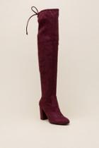 Francesca's Midori Block Over The Knee Boot - Burgundy