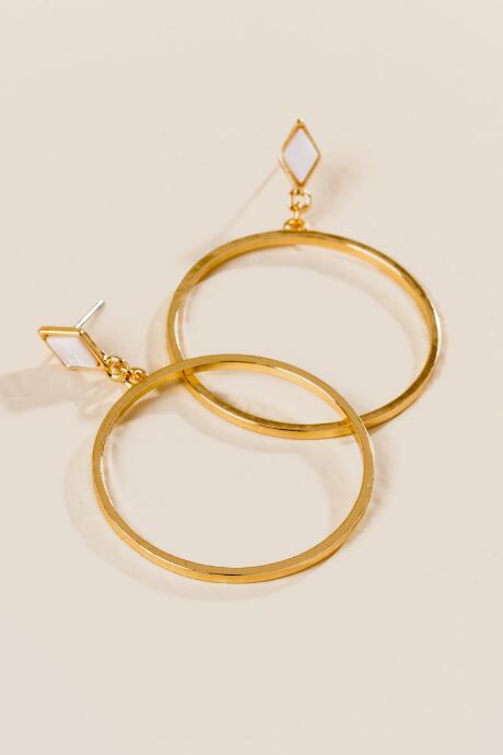 Francesca's Dina Pearl Diamond Post Hoops - Gold