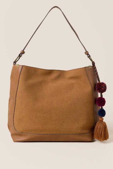 Francesca's Lauren Multi-colored Tassel Tote - Cognac
