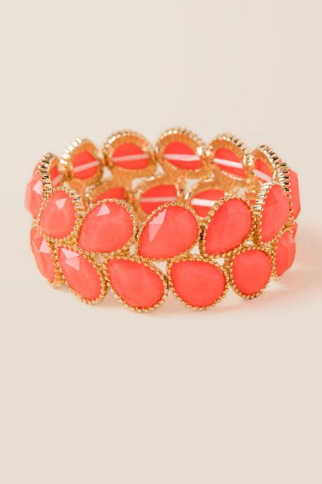 Francesca's Courtney Stretch Bracelet In Neon Coral - Neon Coral
