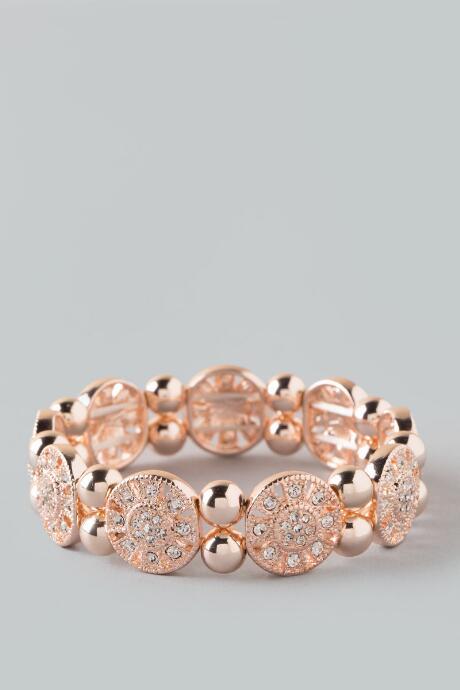 Francesca's Lila Rose Gold Pave Stretch Bracelet - Crystal