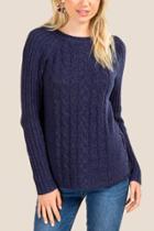 Francesca's Lucy Lace Up Sweater - Navy
