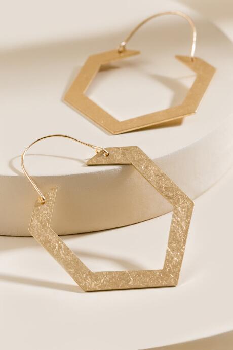 Francesca's Everly Hexagon Metal Hoops - Gold