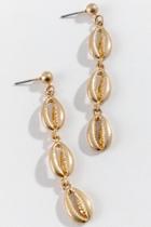 Francesca's Carina Metal Shell Linear Earrings - Gold