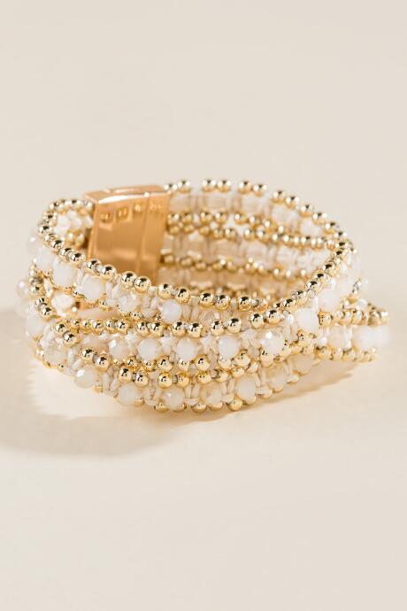 Francesca's Kacie Beaded Wrap Bracelet - Ivory