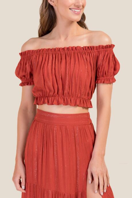 Francesca's Anaya Off The Shoulder Swimsuit Cover-up - Cinnamon