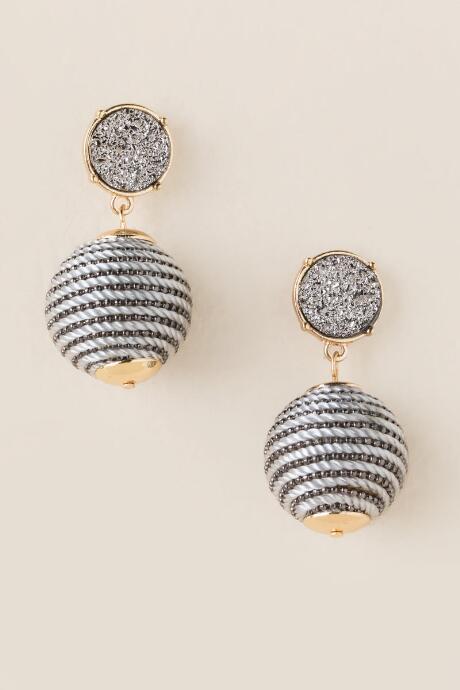 Francesca Inchess Kenia Druzy Bauble Earrings In Gray - Hematite