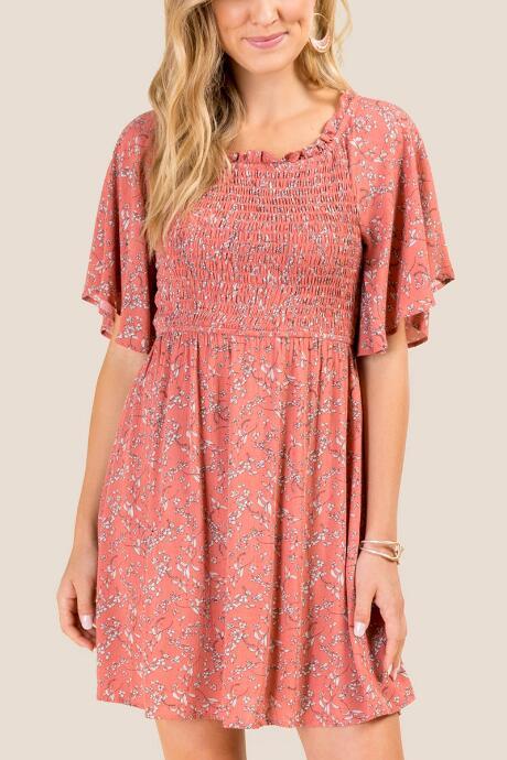 Francesca's Harmony Floral Shift Dress - Rose
