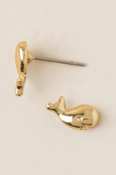 Francesca's Nantucket Whale Stud Earring - Gold