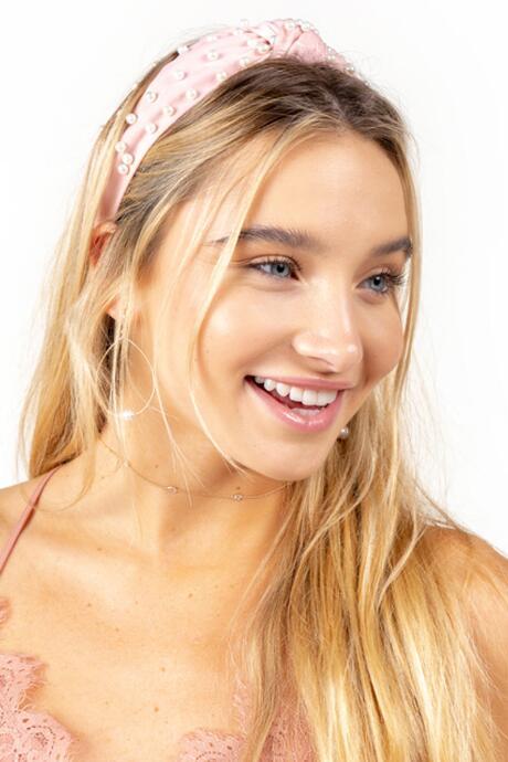 Francesca's Bella Blush And Pearl Headband - Blush