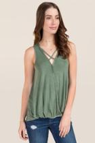 Alya Kamala Mineral Wash Surplus X Neck Top - Olive