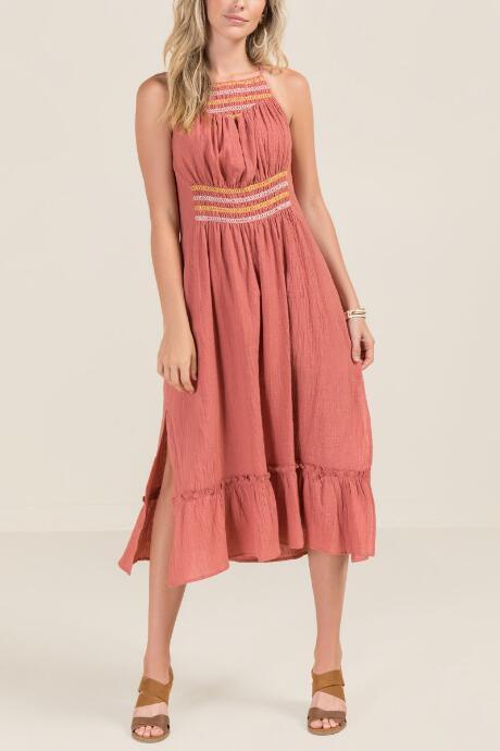 Francesca Inchess Anna Smocked Ruffle Hem Shift Dress - Rose