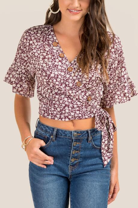 Francesca's Karissa Floral Crop Top - White