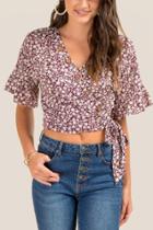 Francesca's Karissa Floral Crop Top - White