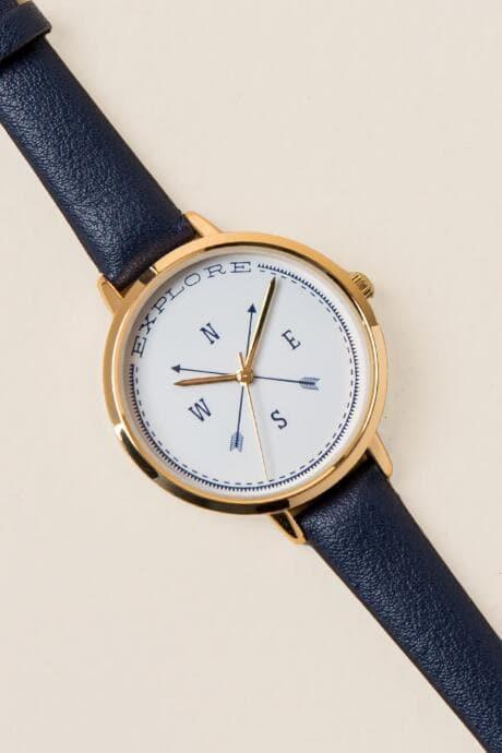 Francesca's Riley Explore Compass Watch - Navy