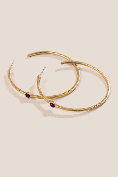 Francesca's Miah Stone Hoop Earrings - Purple
