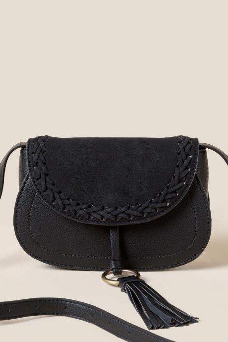 Francesca's Stella Braided Crossbody - Black